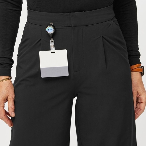 Figspro High Waisted Wide Leg Trousers Black Petite Large - Picture 4 of 12